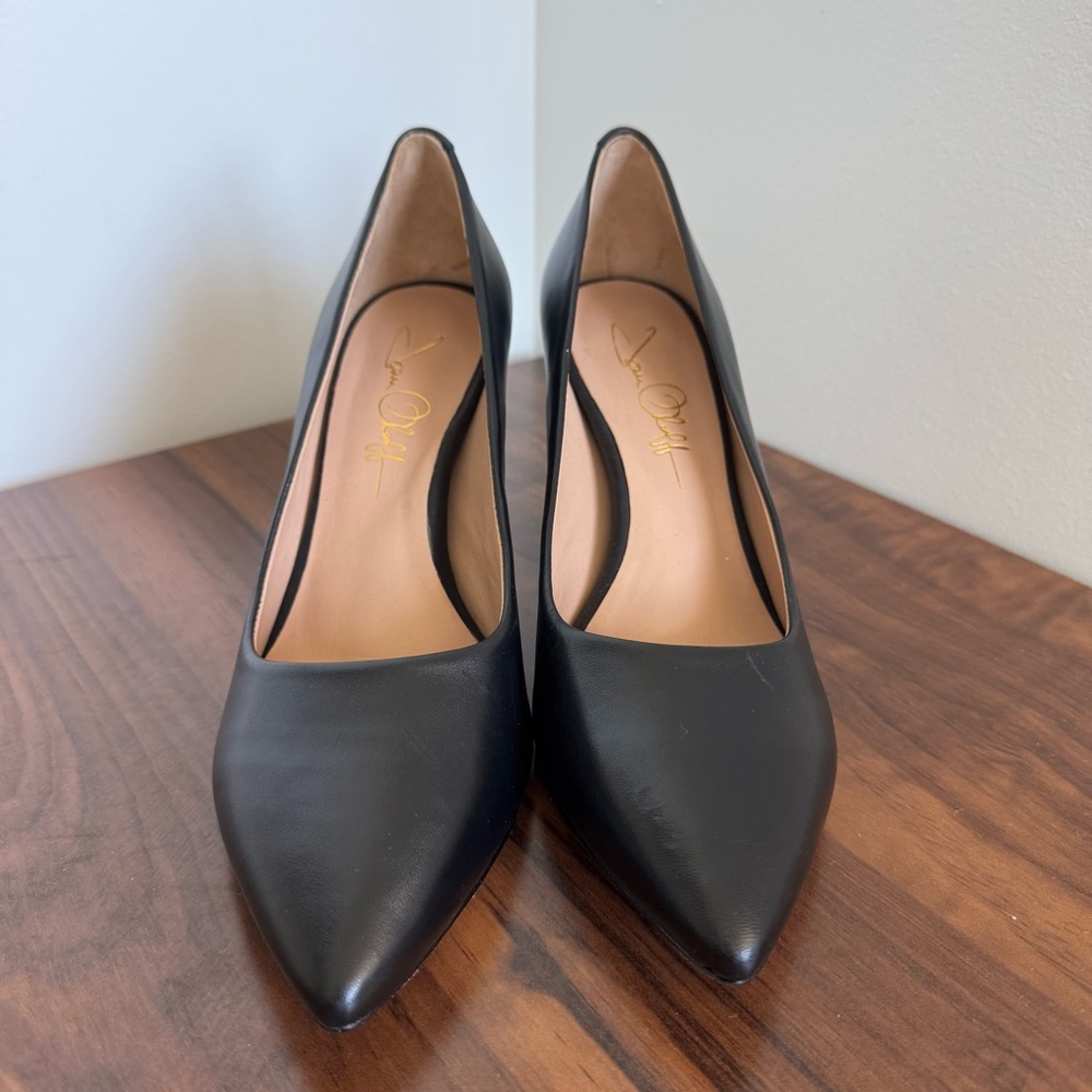 Size 8 Joan Oloff Classic Black Heels Pumps Deborah Black Lux Nappa Made Brazil - Picture 3 of 16